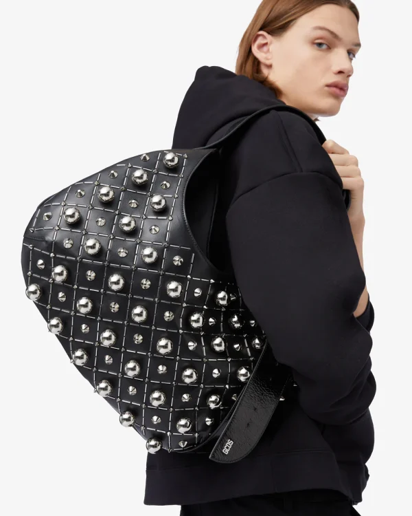 COMMA STUDDED BIG HOBO BAG