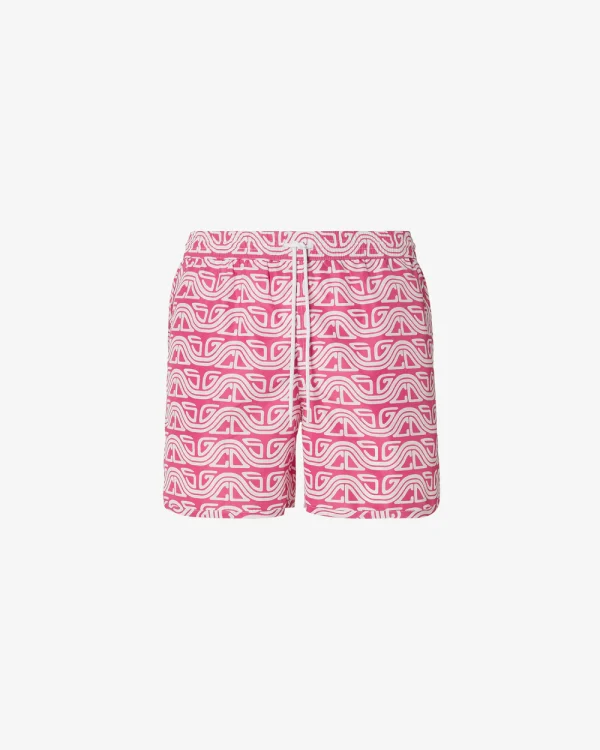 ALL OVER WAVED LOGO PRINT SWIM SHORTS